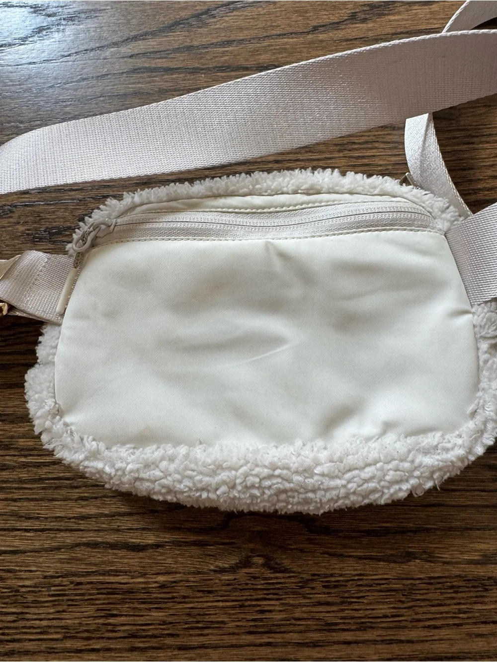 lululemon athletica Cream Sherpa Waist Pouch with Gold Accent